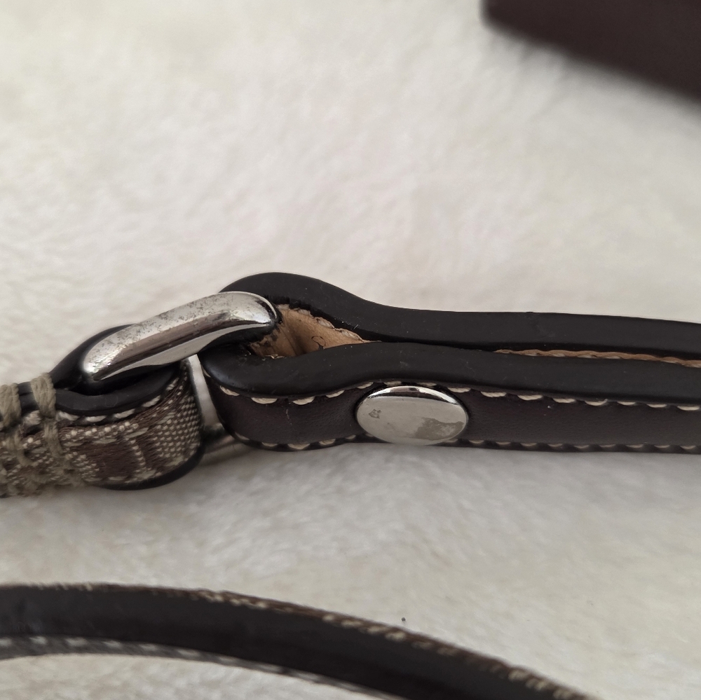 COACH Signature Miniature Logo Brown & Tan Genuine Leather Dog Leash EUC - Picture 5 of 15